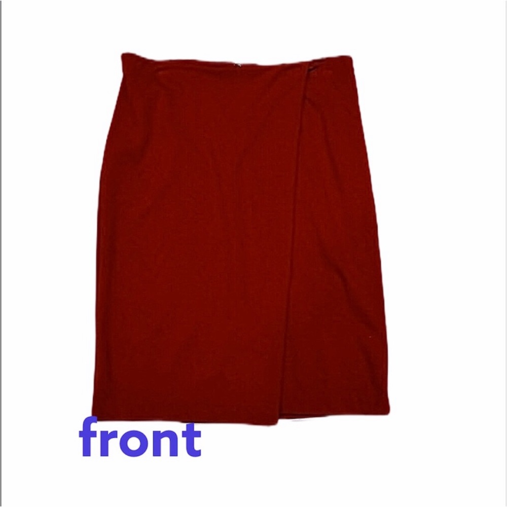 Carmen Marc Valvo back zip overlap dark red skirt